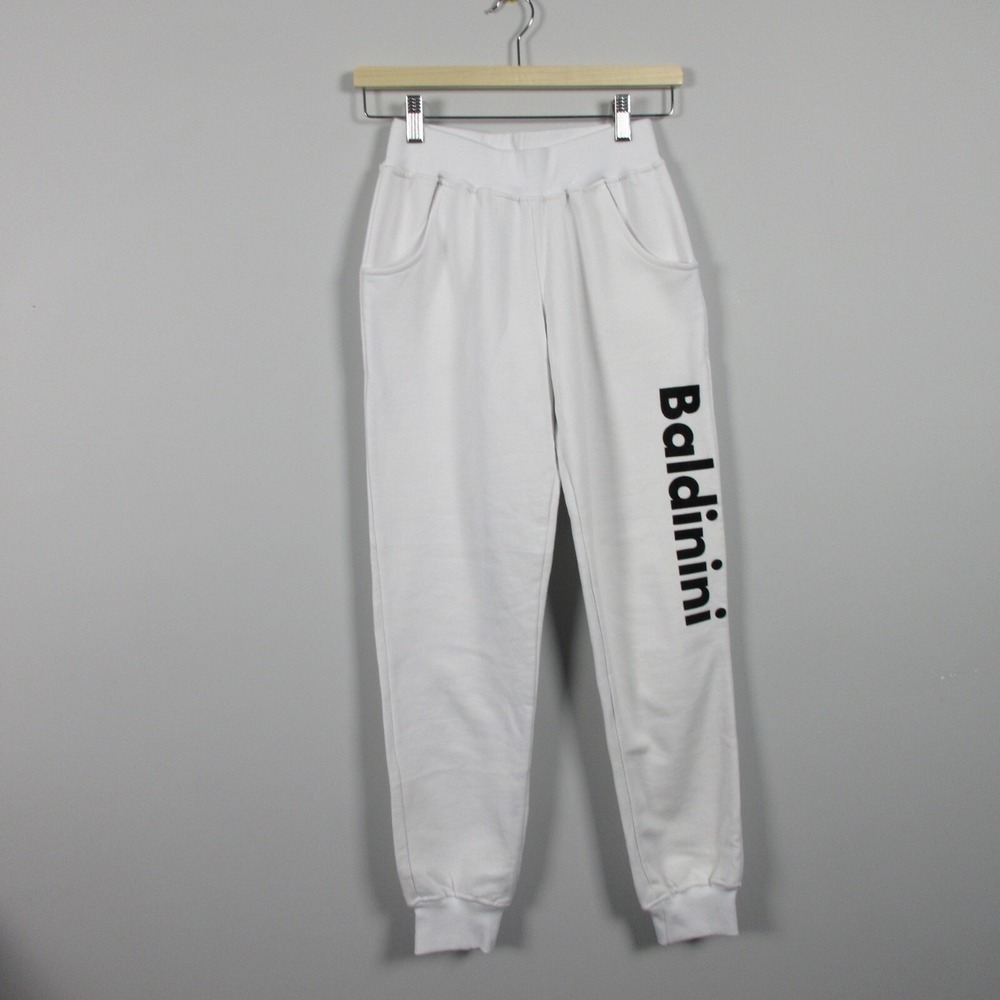 Baldinini Women Sweatpants XS 38 White Regular Fit 100% Cotton Logo Jogging 372